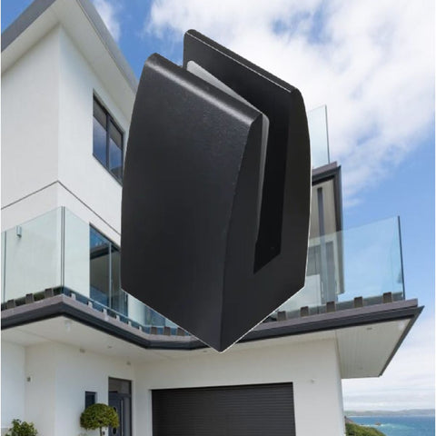 [SKUIMG]STA025|STA025.jpg|SOPORTE CLIP PARA BARANDAS DE VIDRIO 10-14 MM. ALUMINIO COLOR NEGRO SATINADO BASES BARANDAS
