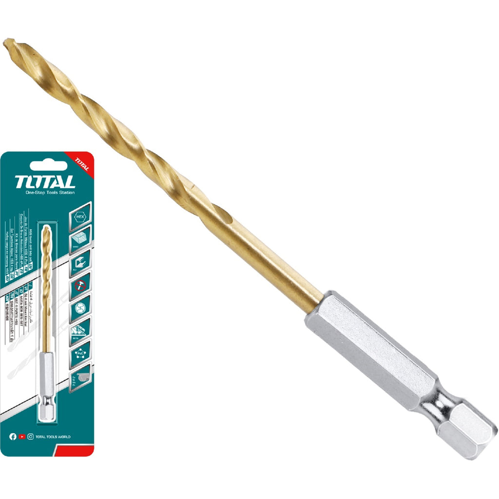 [SKUIMG]TAC1140401|TAC1140401_1773876056420_1.jpg|BROCAS HELICOIDALES HSS PARA METAL. V�STAGO HEXAGONAL 1/4" ACABADO DE TITANIO.