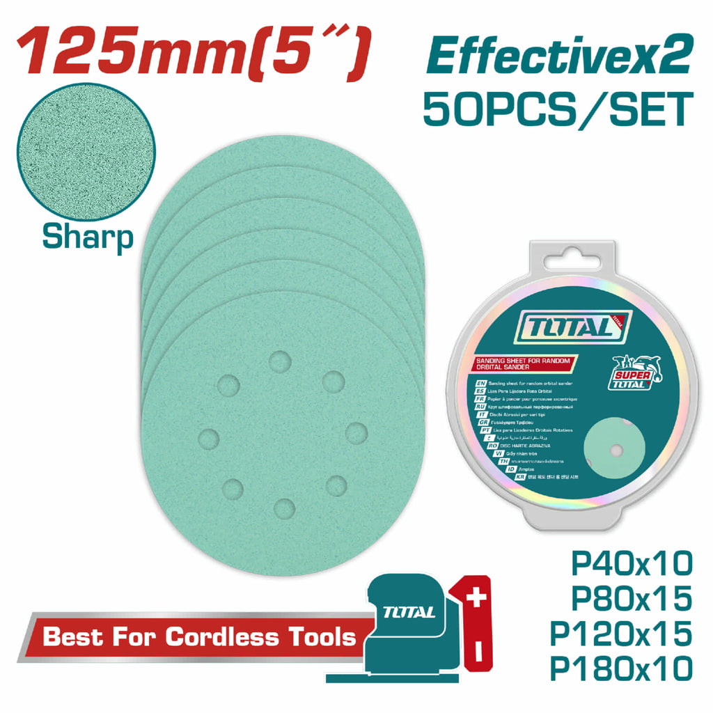 [SKUIMG]TAC125050|TAC125050_1773877252493_1.jpg|LIJAS REDONDAS HOJAS DE LIJADO PARA LIJADORA ORBITAL ALEATORIA 5" P40,P80, P120, P180. SET DE 50 PIE