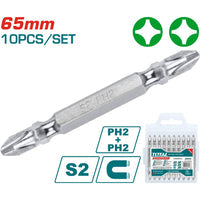 [SKUIMG]TAC16PH233|TAC16PH233_1.jpg|JUEGO PUNTAS DESTORNILLADORES TIPO ESTRELLA BROCA PH2 65 MM. 6 PZAS. DE DOBLE EXTREMO.