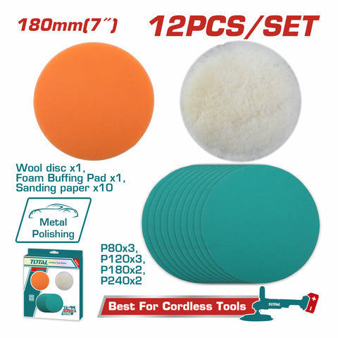 [SKUIMG]TAC18012|DISCO DE LANA 180MM, ALMOHADILLA DE PULIDO. PAPELES DE LIJADO (P80, P120, P240) COMPATIBLE CON TAPLI