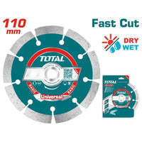 [SKUIMG]TAC2111103|TAC2111103_1.jpg|DISCO DE DIAMANTE 110MM(4 3/8") X 20MM CORTE R�PIDO. SECO Y H�MEDO