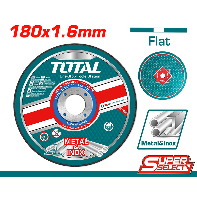 [SKUIMG]TAC2161801|TAC2161801_1773879617758_1.png|DISCO DE CORTE PARA METAL PLANO 180 (7") X 1.6 (1/16") X 22.2MM (7/8")