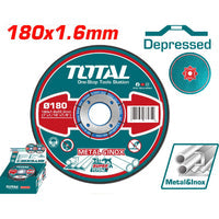 [SKUIMG]TAC2161802|TAC2161802_1.jpg|DISCO CORTE METAL Y ACERO INOXIDABLE 180MM 7"X1.6MM(1/16")X22.2 MM(7/8") CONCAVO. (1 PZA)