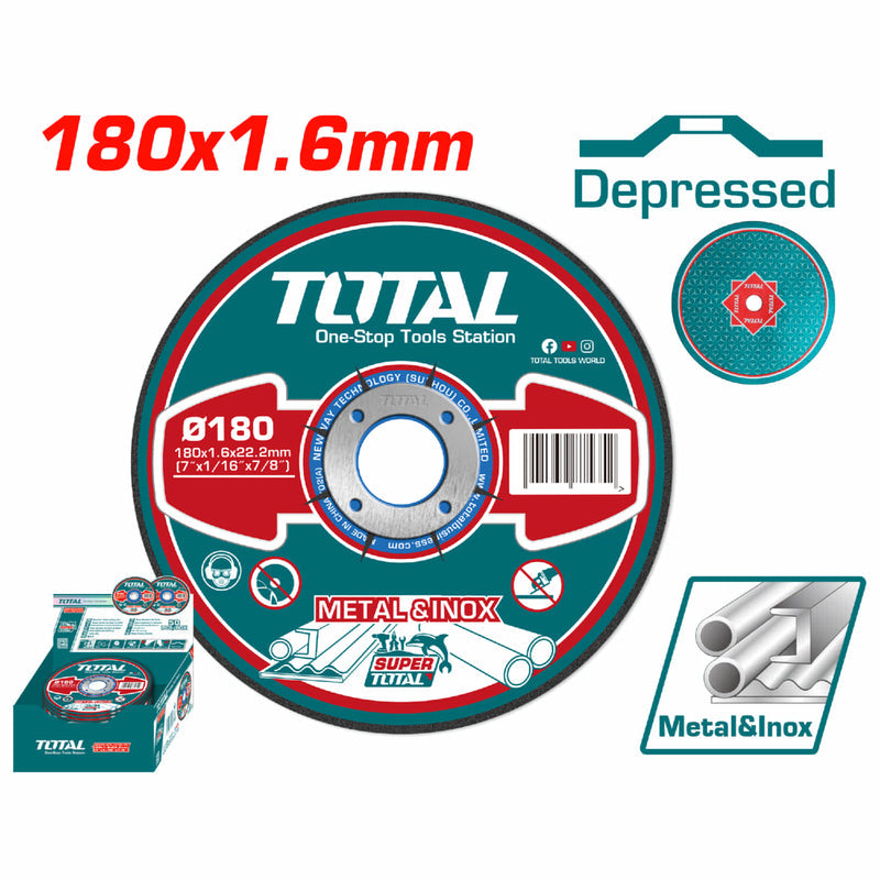 [SKUIMG]TAC2161802|TAC2161802_1773879642028_1.jpg|DISCO CORTE METAL Y ACERO INOXIDABLE 180MM 7"X1.6MM(1/16")X22.2 MM(7/8") CONCAVO. (1 PZA)