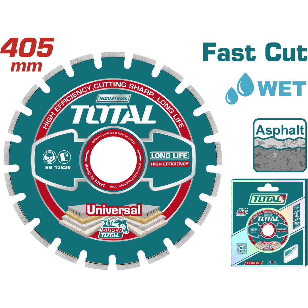 [SKUIMG]TAC2164051|TAC2164051_1773879683799_1.jpg|DISCO DE DIAMANTE PARA CORTAR ASFALTO 405MM 16" X25.4MM. ESPESOR DE HOJA 10 MM. SOLDADO CON LASER