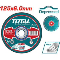 [SKUIMG]TAC2231251|TAC2231251_1.jpg|DISCO DE DESBASTE PARA METAL ABRASIVO. 125 MM (5 ") X 6.0MM (1/4") X 22.2MM (7/8 "). CENTRO HUNDIDO.