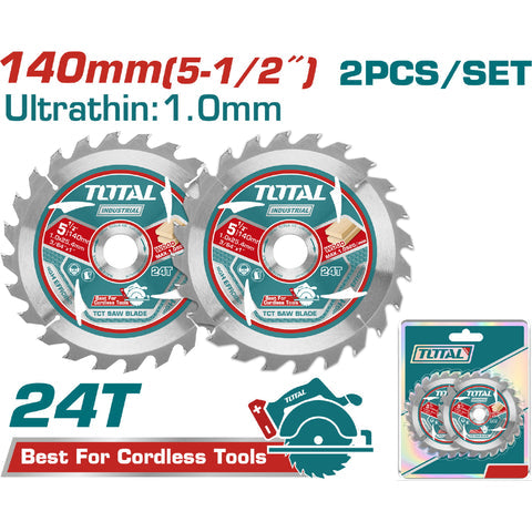[SKUIMG]TAC2331403|DISCOS 5 1/2" SIERRAS ULTRA FINA 1.0MM TCT 140MM 24T. SET DE 2 PIEZAS. IDEAL PARA SIERRA CIRCULAR. U