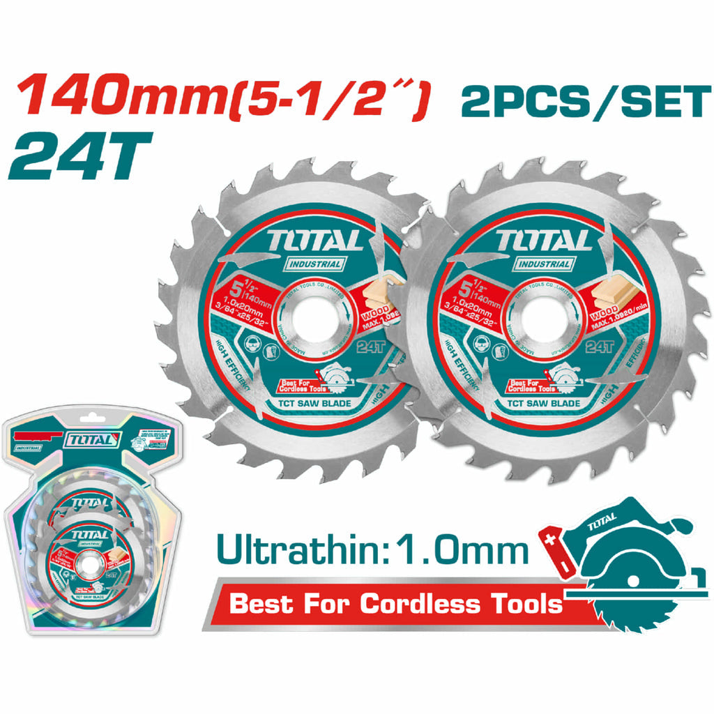 [SKUIMG]TAC2331403|TAC2331403_1773880498552_1.jpg|DISCOS 5 1/2" SIERRAS ULTRA FINA 1.0MM TCT 140MM 24T. SET DE 2 PIEZAS. IDEAL PARA SIERRA CIRCULAR. U