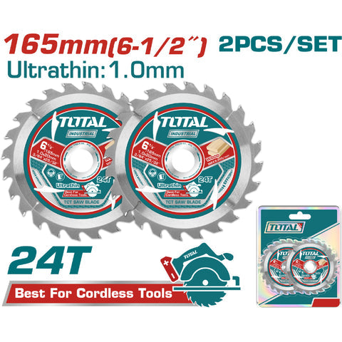 [SKUIMG]TAC2331653|DISCOS 6 1/2" SIERRAS ULTRA FINA 1.0MM TCT 165MM 24T SET DE 2 PIEZAS. USO MADERA. SIERRA CIRCULAR.