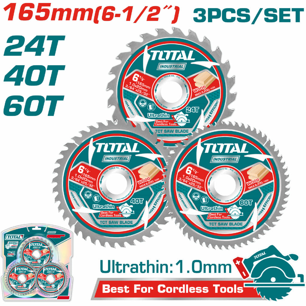 [SKUIMG]TAC236165|TAC236165_1773880691457_1.jpg|DISCOS 6-1/2" SIERRAS ULTRA FINA 24T/40T/60T PARA CORTE DE MADERA, CON ANILLO DE REDUCCION DE 20 MM