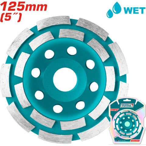 [SKUIMG]TAC2421251|TAC2421251_1.jpg|DISCO DE DESBASTE PARA CONCRETO 5" SUPERFICIE HUMEDA. RUEDA COPA DE DIAMANTE. SET 20 PIEZAS.