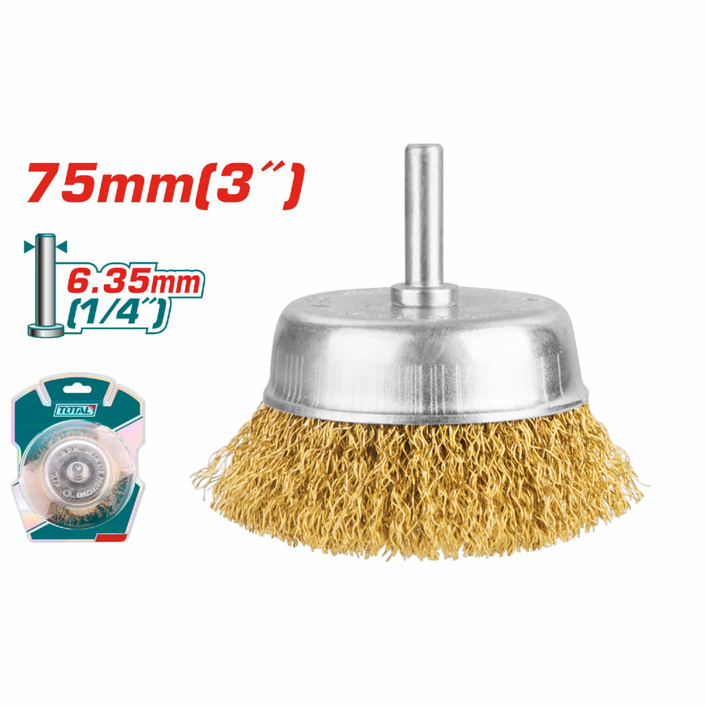 [SKUIMG]TAC33031|TAC33031_1773881681461_1.jpg|Cepillo de alambre de copa circular con vastago de 75mm. Para taladro. Di�metro del vastago: 6.35 mm
