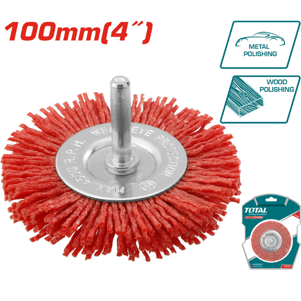 [SKUIMG]TAC34045|TAC34045_1773881822844_1.jpg|Cepillo de nylon circular para taladro con v�stago de 100mm.