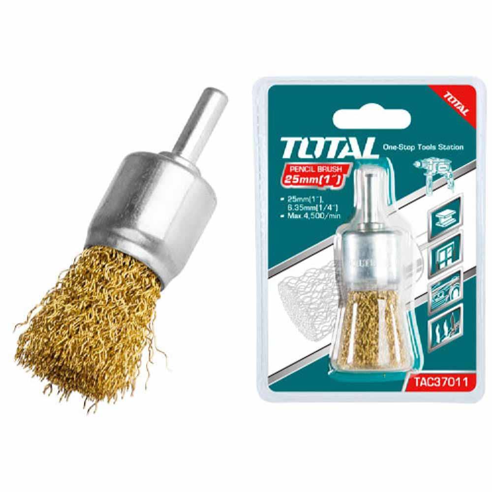 [SKUIMG]TAC37011|TAC37011.jpg|CEPILLO DE ALAMBRE CILINDRICO CON VASTAGO DE 24MM. PARA TALADRO. DIAMETRO ALAMBRE 0.35 MM.