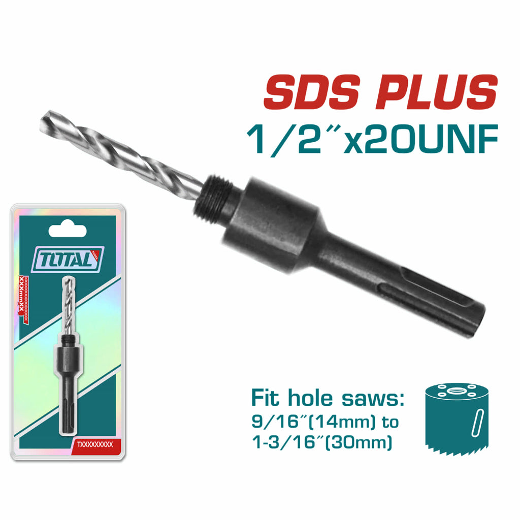 [SKUIMG]TAC4205|TAC4205_1773882368561_1.jpg|ADAPTADOR PARA BROCA COPA CIRCULAR SDS PLUS. 1/2 "-20UNF. 9/16 "(14 MM) A 1-3/16 "(30 MM)