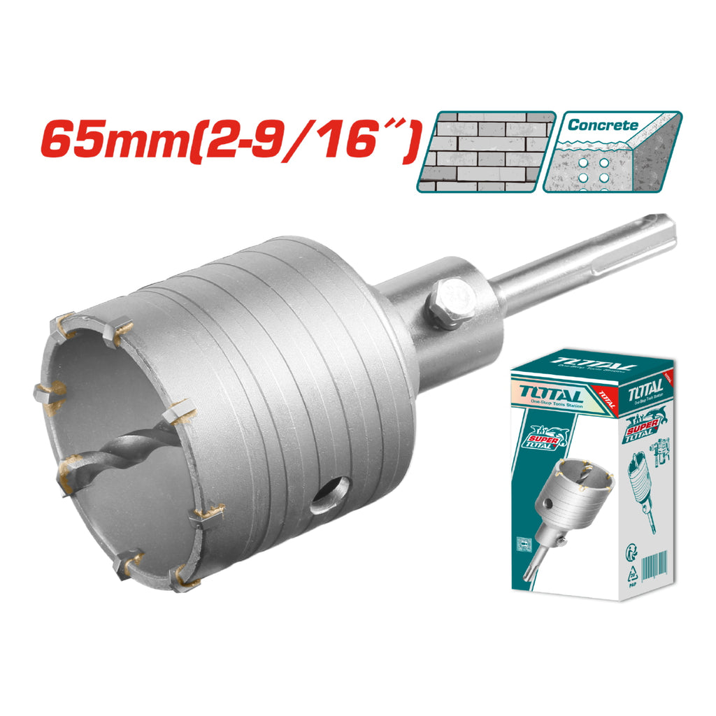 [SKUIMG]TAC430651|TAC430651_1.jpg|BROCA CIRCULAR PARA CONCRETO. DI�METRO: 65MM. 8 PZAS DE CUCHILLAS TCT. CON ADAPTADOR DE
