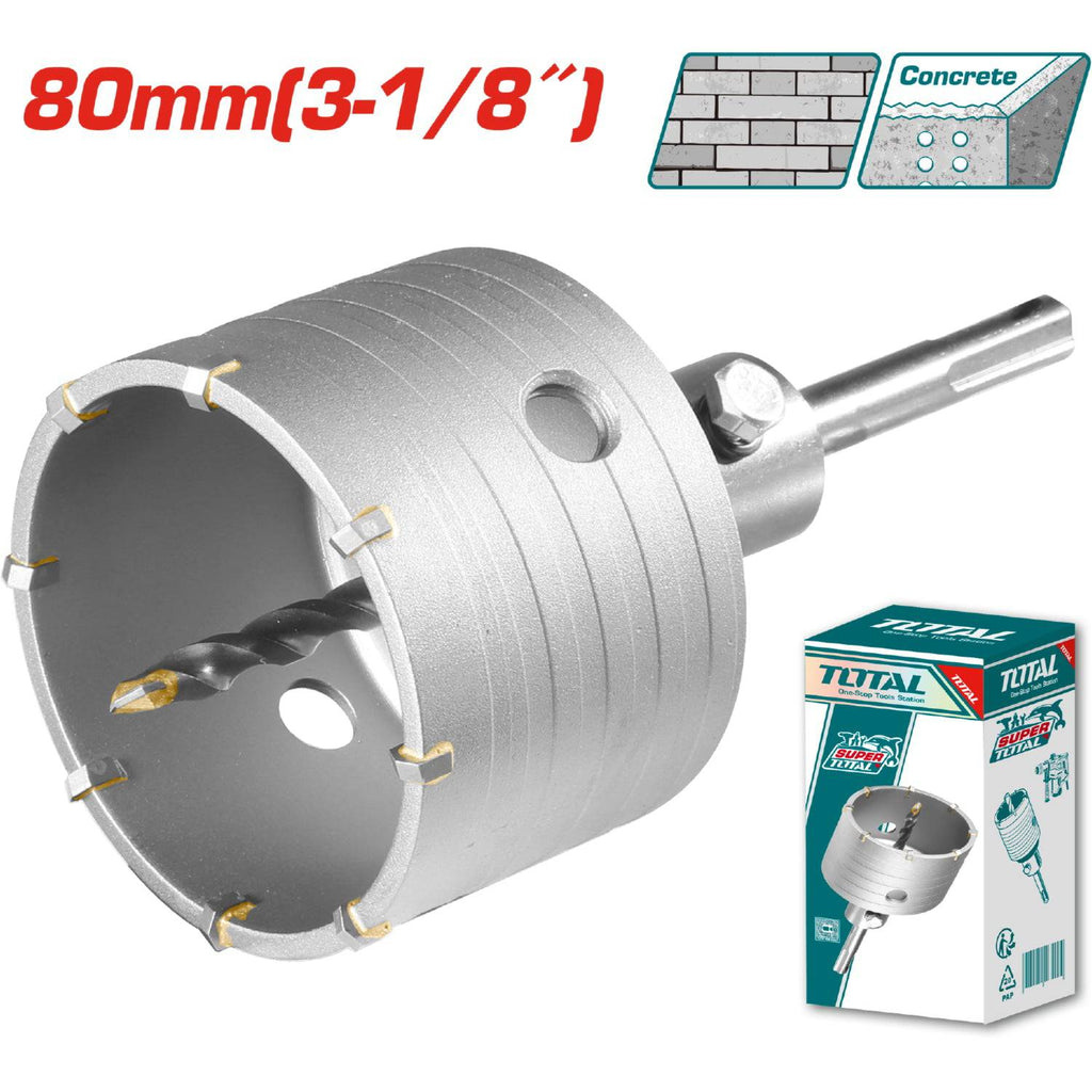 [SKUIMG]TAC430801|TAC430801_1.jpg|BROCA CIRCULAR PARA CONCRETO. DI�METRO: 80MM. 8 PZAS DE CUCHILLAS TCT. CON ADAPTADOR DE 110MM.