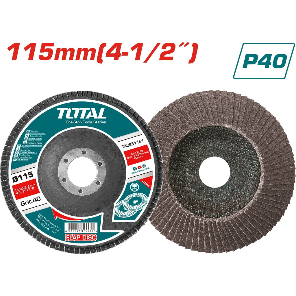 [SKUIMG]TAC631151|DISCO FLAP DE LIJA LAMINADO DE 115 MM * 22 MM, P40