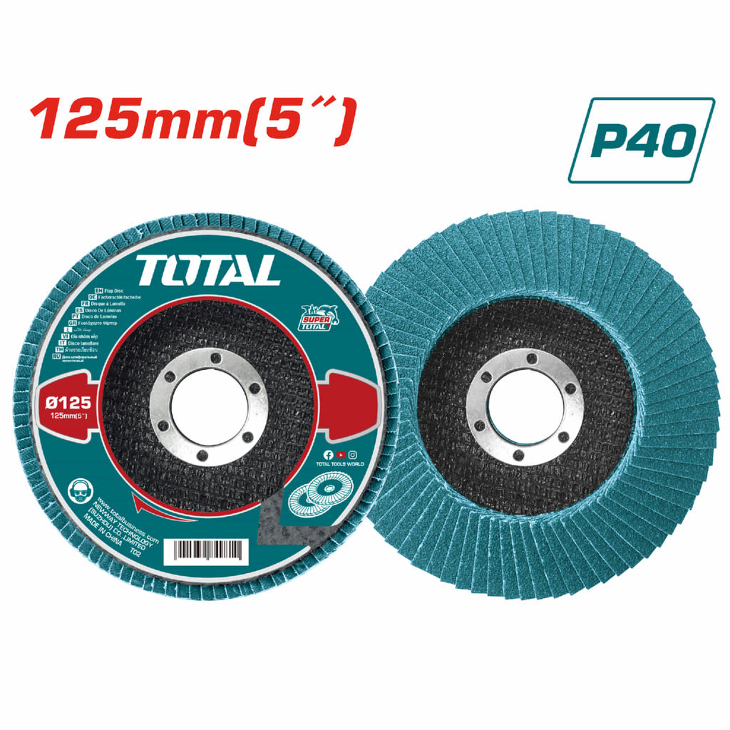 [SKUIMG]TAC641251|TAC641251_1773883620470_1.jpg|DISCO FLAP DE OXIDO DE CIRCONIO P40 5"X7/8" IDEAL PARA ACERO INOXIDABLE, APROBADO POR AMP. FLAPDISC