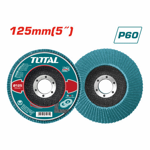 [SKUIMG]TAC641252|DISCO FLAP DE OXIDO DE CIRCONIO P60 5''X7/8'' IDEAL PARA ACERO INOXIDABLE, APROBADO POR AMP. FLAPDIS