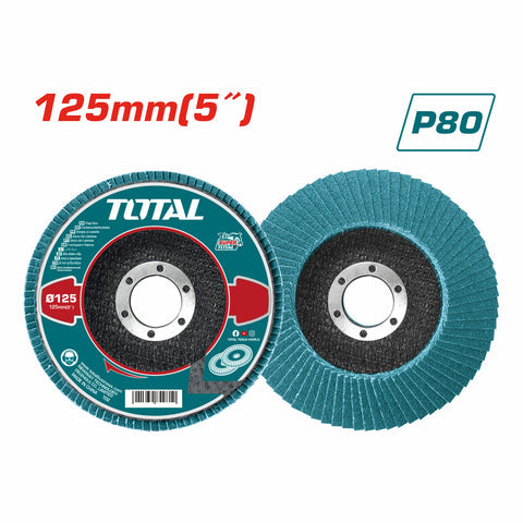 [SKUIMG]TAC641253|DISCO FLAP DE OXIDO DE CIRCONIO P80 5''X7/8'' IDEAL PARA ACERO INOXIDABLE, APROBADO POR AMP. FLAPDIS
