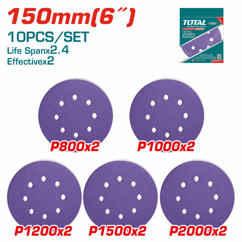 [SKUIMG]TAC73150101|TAC73150101.jpg|JUEGO DE 10 DISCOS DE LIJA PARA LIJADORA DE 6"