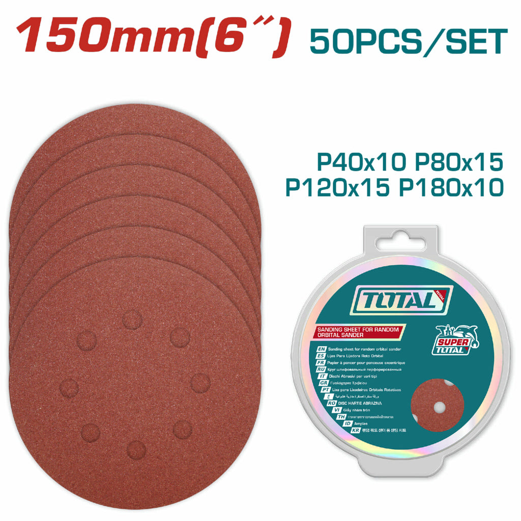 [SKUIMG]TAC7315011|TAC7315011_1773883978794_1.jpg|LIJA CIRCULAR PARA LIJADORA DE DRYWALL 6" P40 P80 P120 P180 SET DE 50 PIEZAS.