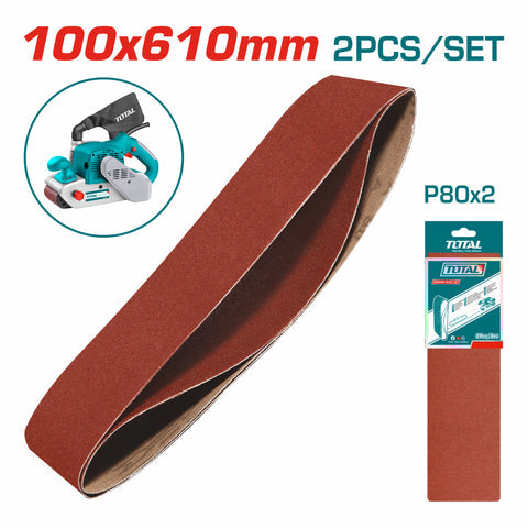 [SKUIMG]TAC750802|TAC750802_1.jpg|BANDAS DE LIJA 100X610MM. GRANO P80 SET DE 2 PIEZAS. COMPATIBLE CON TBS12001