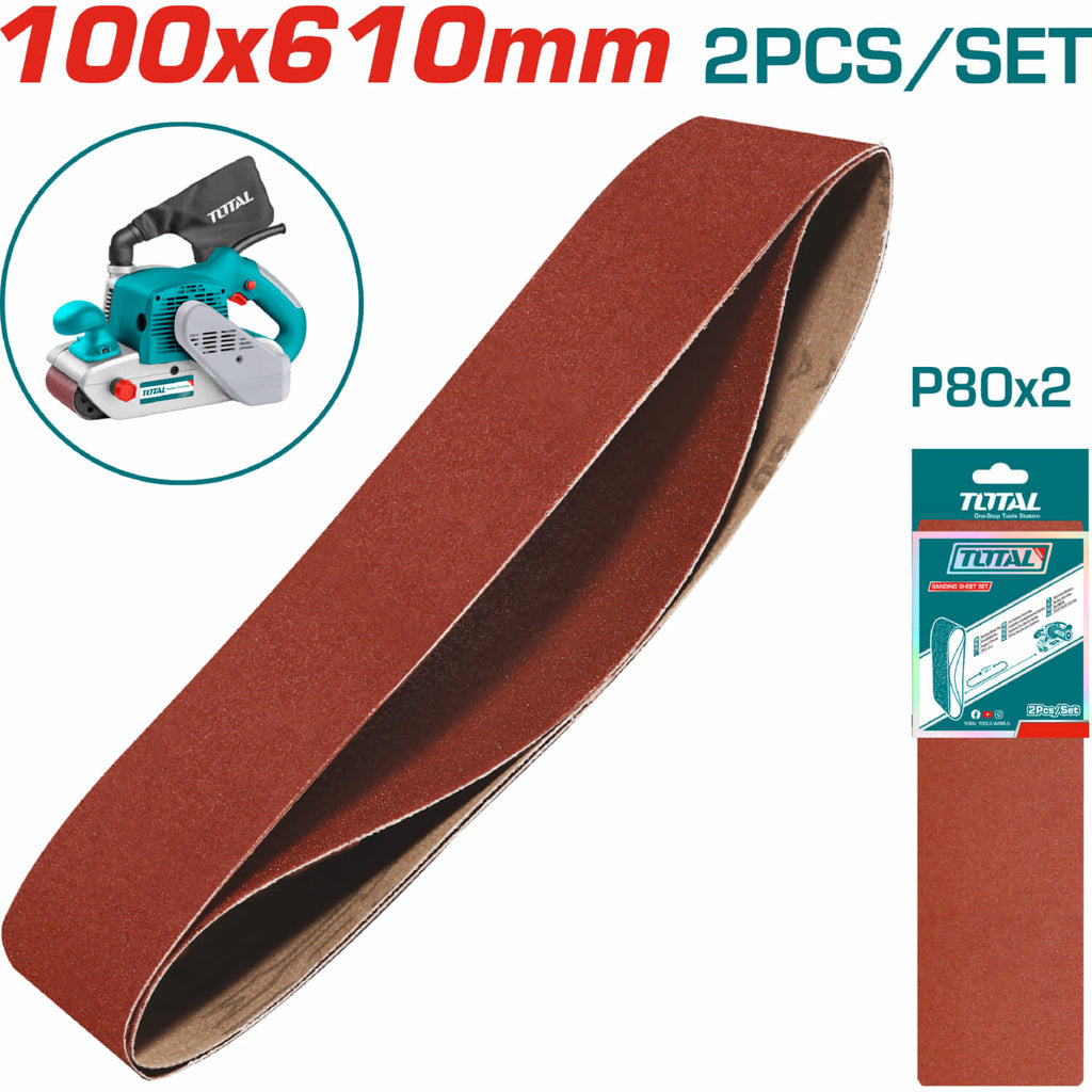 [SKUIMG]TAC750802|TAC750802_1773884106262_1.jpg|BANDAS DE LIJA 100X610MM. GRANO P80 SET DE 2 PIEZAS. COMPATIBLE CON TBS12001