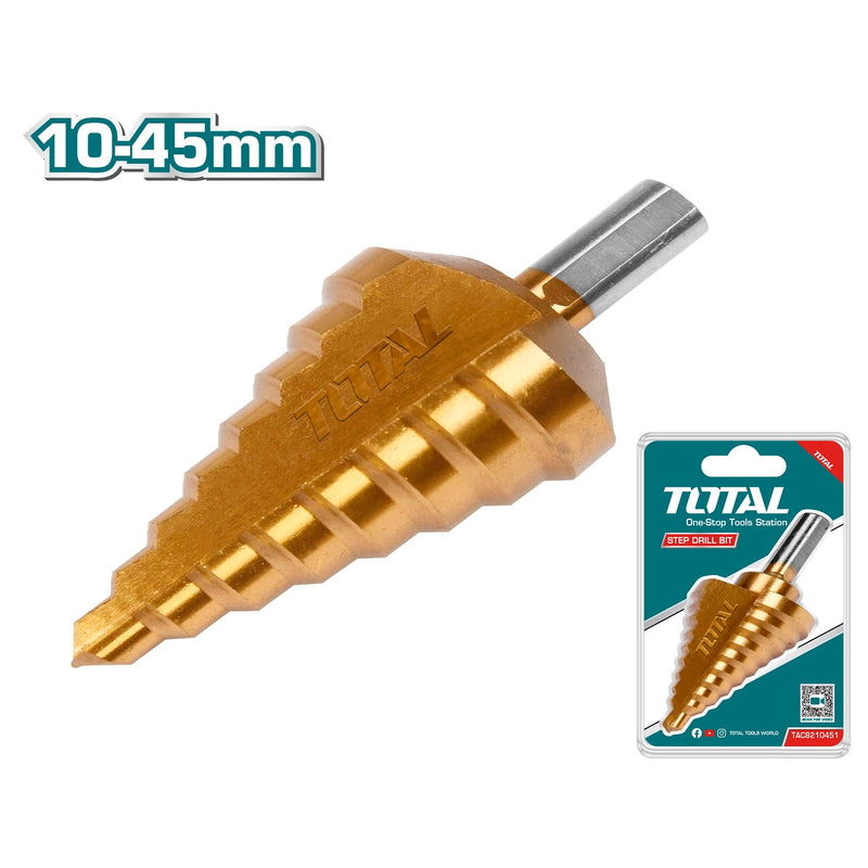 [SKUIMG]TAC75104501|TAC75104501_1.jpg|BROCA ESCALONADA. 10-45MM. PARA METAL. CHAPADO EN TITANIO.
