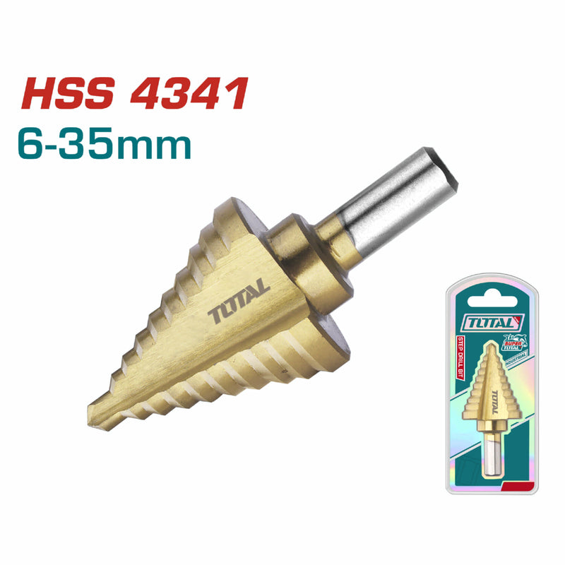[SKUIMG]TAC7563501|TAC7563501_1773884181478_1.jpg|BROCA ESCALONADA. 6-35MM. PARA METAL. CHAPADO EN TITANIO.