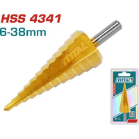 [SKUIMG]TAC7563801|TAC7563801_1.jpg|BROCA ESCALONADA. 6-38MM. PARA METAL. CHAPADO EN TITANIO.