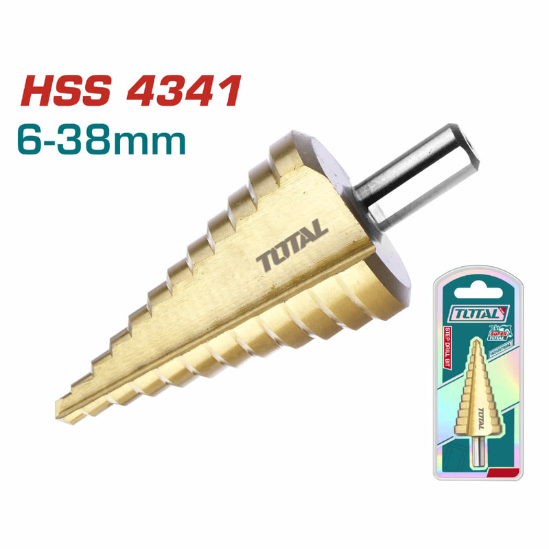 [SKUIMG]TAC7563801|TAC7563801_1773884207787_1.jpg|BROCA ESCALONADA. 6-38MM. PARA METAL. CHAPADO EN TITANIO.