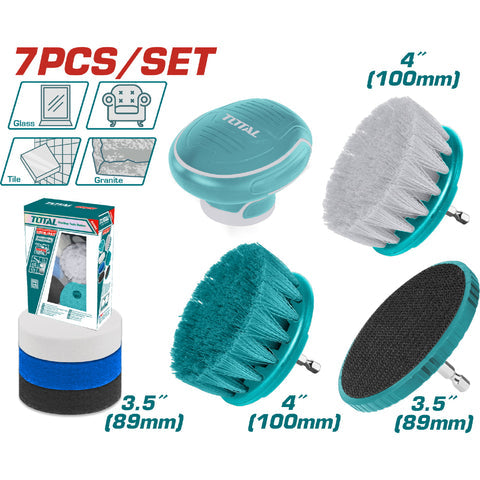 [SKUIMG]TACB0701|TACB0701_1.jpg|CEPILLOS PARA DRILL LIMPIEZA CON ACCESORIOS. INCLUYE: CEPILLOS, ALMOHADILLAS Y SOPORTE. SET DE 7 PIE