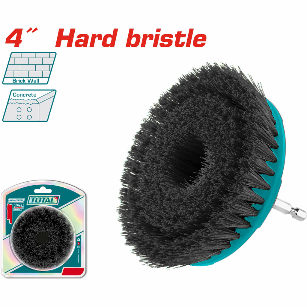[SKUIMG]TACH1401|CEPILLO DE CERDAS DURAS 4" IDEAL: MAMPOSTERIA, CONCRETO, METAL. VASTAGO 1/4" HEXAGONAL. PARA DRILL