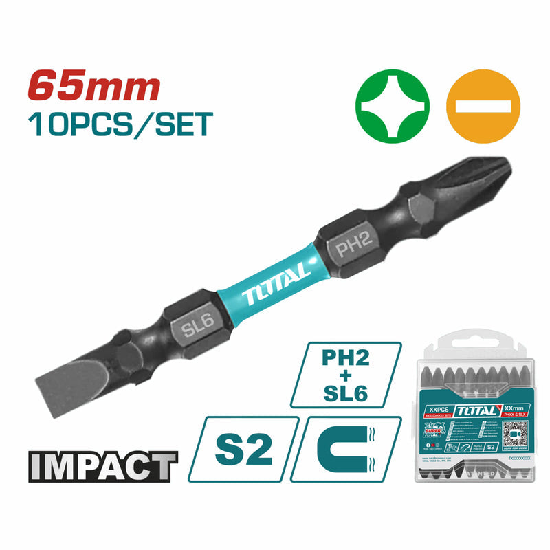 [SKUIMG]TACIM16HL133|TACIM16HL133_1773885544381_1.jpg|JUEGO DE PUNTAS MAGN�TICAS DE IMPACTO, PH2+SL6.0*1.0 DE 65MM, ACERO S2, NEGRO. (10PZAS).PROBADOR DE