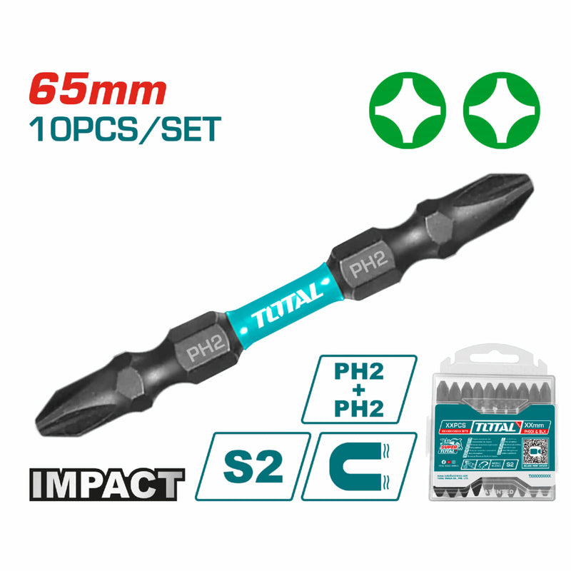 [SKUIMG]TACIM16PH233|TACIM16PH233_1773885615014_1.jpg|Juego de puntas magn�ticas de impacto, PH1+PH2 de 65mm, Acero S2, Negro. (10pzas)