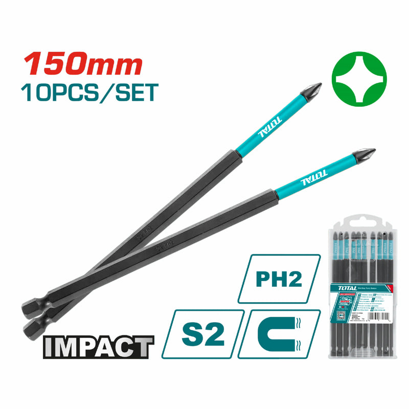 [SKUIMG]TACIM16PH263|TACIM16PH263_1773885636605_1.jpg|JUEGO DE PUNTAS MAGN�TICAS DE IMPACTO, PH2 - 150MM, ACERO S2, NEGRO. (10PZAS).
