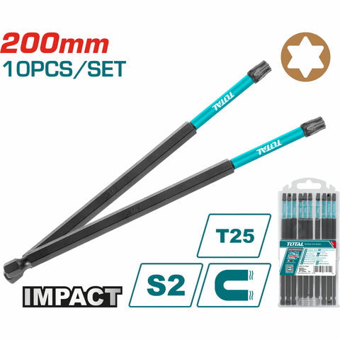 [SKUIMG]TACIM16T2583|PUNTAS DE DESTORNILLADOR DE IMPACTO S2 200MM SET DE 10 PZAS. MAGNETICO. TIPO TORX T25