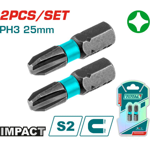 [SKUIMG]TACIM71PH325|TACIM71PH325_1.jpg|PUNTAS DE DESTORNILLADOR DE IMPACTO PH3 25MM S2 SET DE 2 PZAS. MAGNETICO. TIPO PHILLIPS