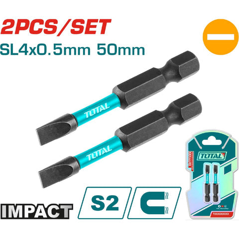 [SKUIMG]TACIM71SL450|PUNTAS DE DESTORNILLADOR DE IMPACTO SL4 50MM S2 SET DE 2 PZAS. MAGNETICO. TIPO PLANO.