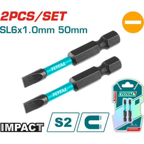 [SKUIMG]TACIM71SL650|TACIM71SL650_1.jpg|PUNTAS DE DESTORNILLADOR DE IMPACTO SL6 50MM S2 SET DE 2 PZAS. MAGN�TICO. TIPO PLANO.