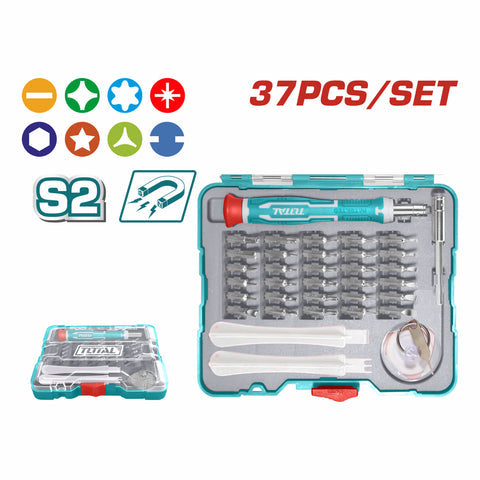 [SKUIMG]TACSD30376|DESTORNILLADORES DE PRECISION VARIADO 37 PZAS. 1 MANGO DE PLASTICO. 1 SOPORTE PARA BROCA CON ACCESOR