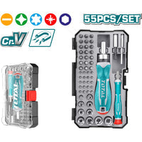 [SKUIMG]TACSD30556|TACSD30556_1.jpg|JUEGO DE 55 PZAS DE BROCAS CON DESTORNILLADOR INTERCAMBIABLE. CR-V. ACERO DE ALTA CALIDAD.