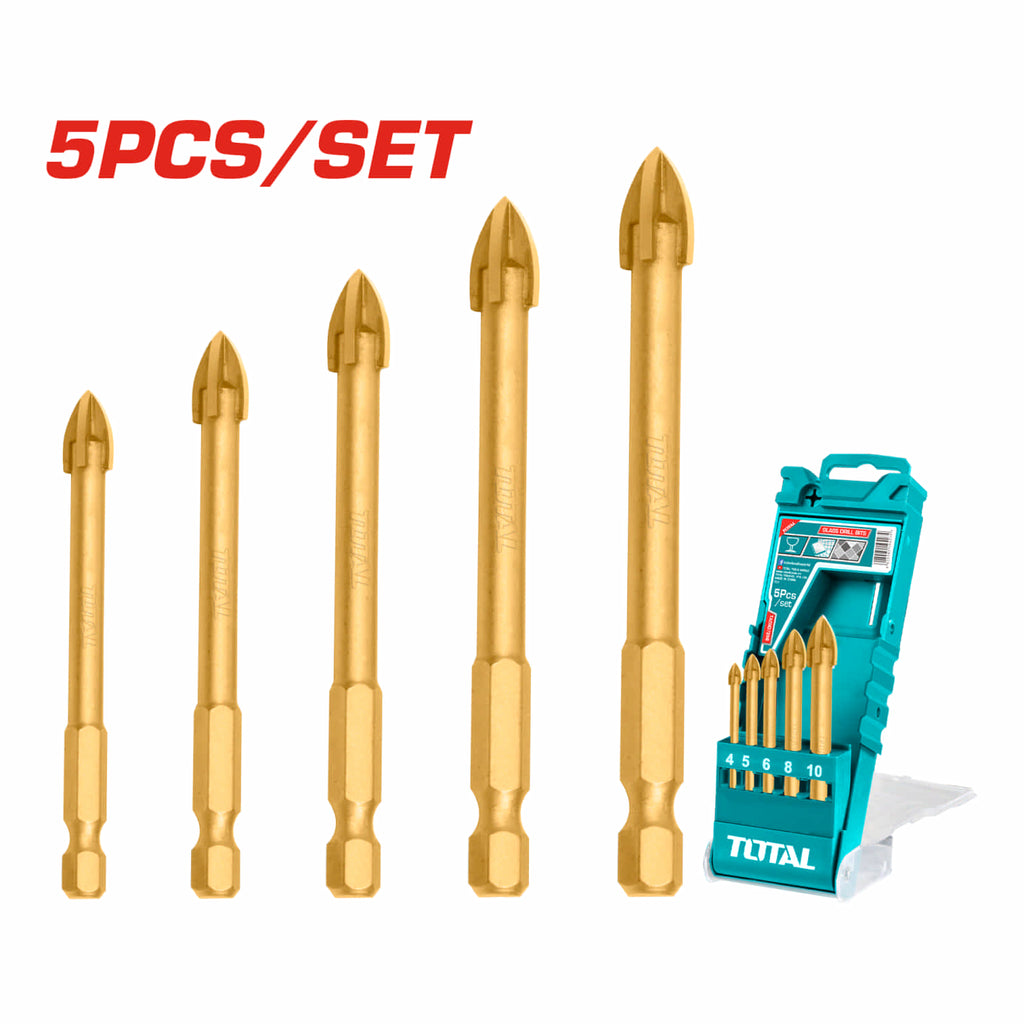 [SKUIMG]TACSD7256|BROCAS PUNTA DE FLECHA PARA VIDRIO Y AZULEJOS 4MM, 5MM, 6MM, 8MM, 10MM. SET DE 5 PIEZAS.