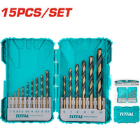 [SKUIMG]TACSDL51501|TACSDL51501.jpg|JUEGO DE BROCAS HSS DE 15 PIEZAS PARA TALADRO. TAMAÑOS: 1,2,2.5,3,3.5,4,4.5,5,5.5,6,7,8,9,10,12 MM
