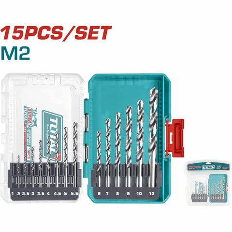 [SKUIMG]TACSDL51508|TACSDL51508.jpg|BROCAS M2 HSS. SET DE 15 PIEZAS. PUNTAS DE TALADRO.
