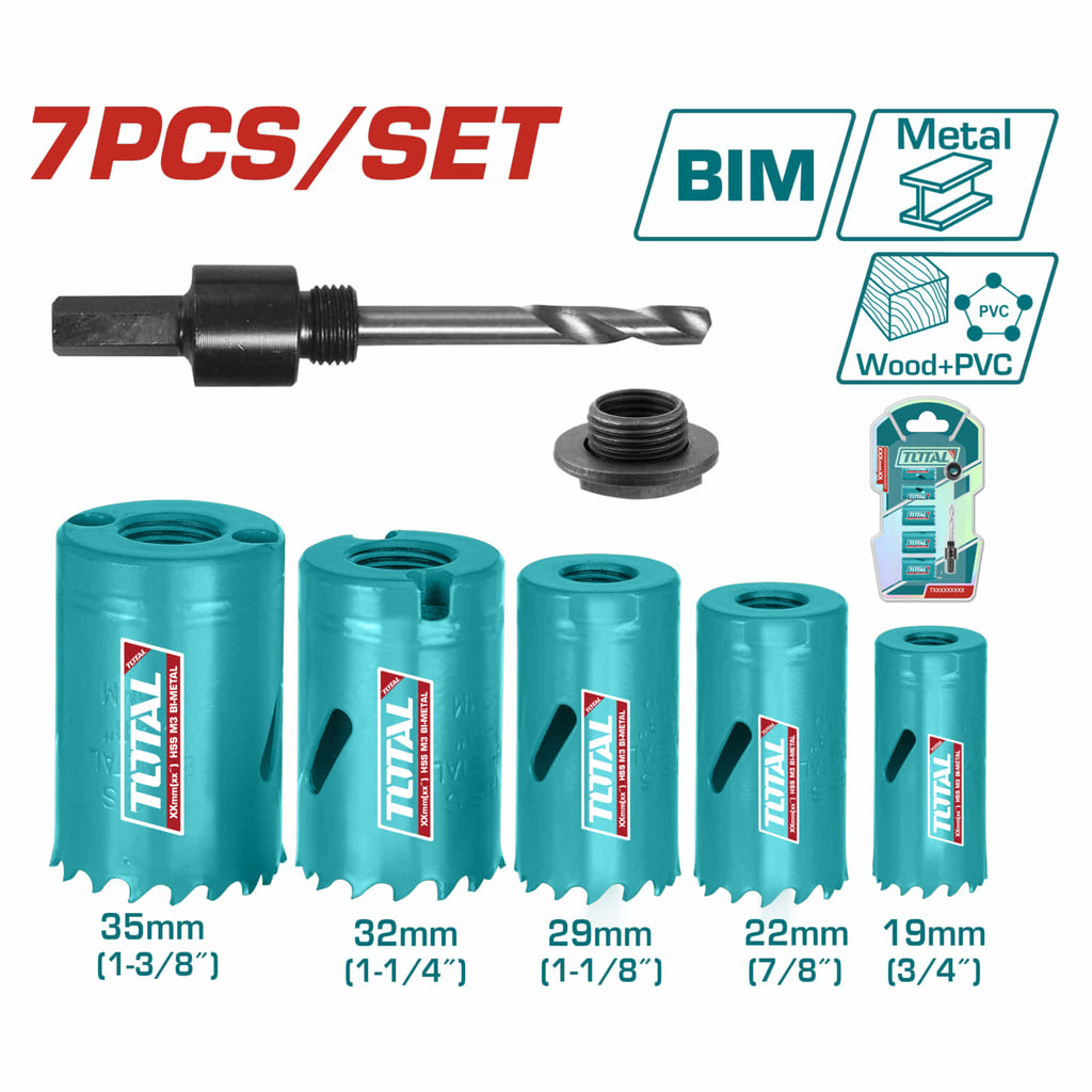 [SKUIMG]TACSH1071|TACSH1071.jpg|BROCAS CIRCULARES SIERRA DE ORIFICIO SACABOCADOS BIMETAL 7 PZAS