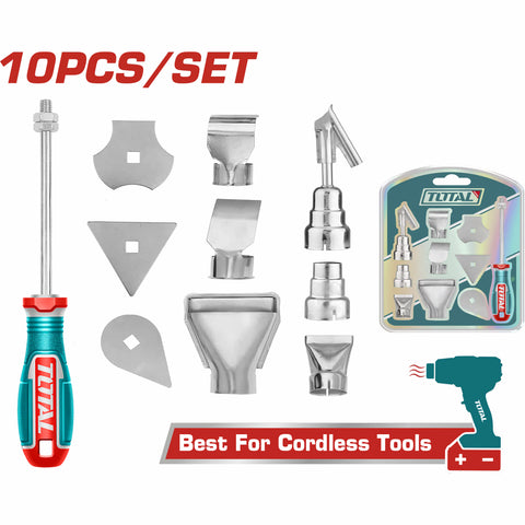 [SKUIMG]TBA1011|TBA1011_1.jpg|BOQUILLAS Y RASCADORES PARA PISTOLA DE CALOR. SET DE 10 PIEZAS.BLOWER ACCESORIOS